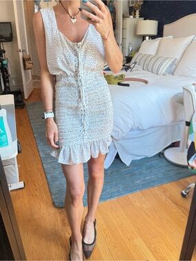 Abercrombie & Fitch White Mini Dress with Black Polka Dots